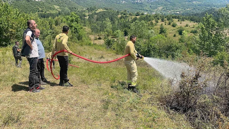 Kopan yüksek gerilim hattı teli yangına sebep oldu
