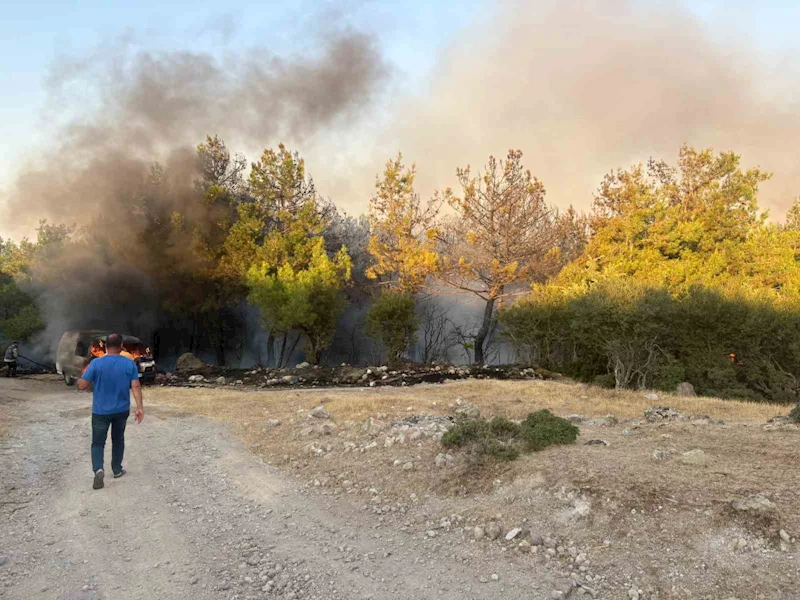 Çanakkale’de park halindeki midibüste çıkan yangın ormana sıçradı
