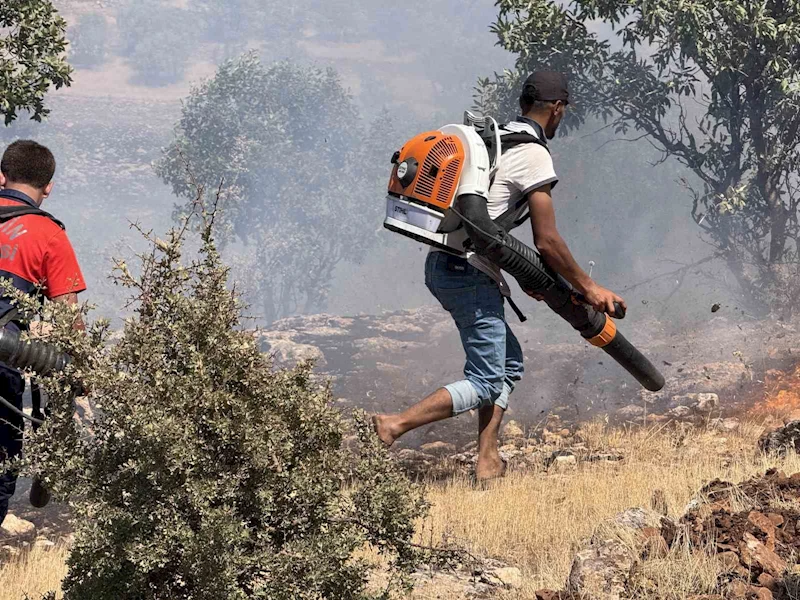 Ağaçlık alanda çıkan yangında çiftçilerin amansız mücadelesi takdir topladı
