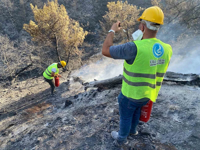 Ülkü Ocakları, Hatay’da yangınla mücadelede vatandaşların yanında oldu
