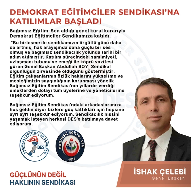 Demokrat Eğitimciler Sendikası’na katılımlar başladı
