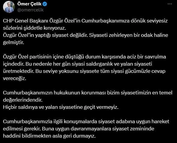 AK Parti Sözcüsü Çelik: 