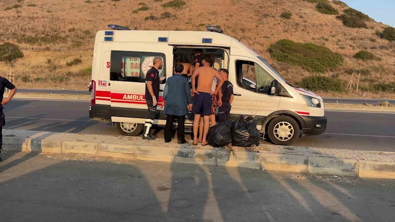 Serinlemek için girdiği denizde boğulma tehlikesi geçiren genç hastaneye kaldırıldı
