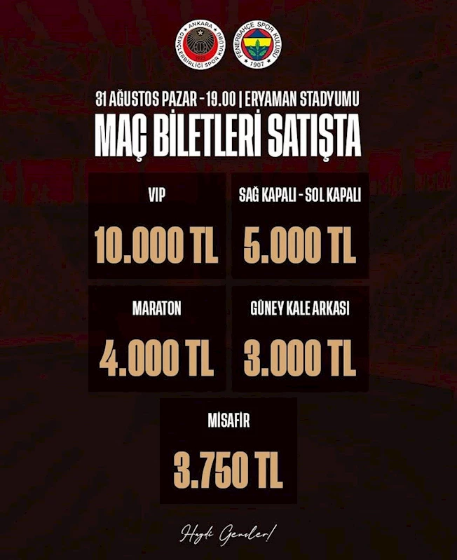 Gençlerbirliği, Fenerbahçe maçının biletlerini 10 kat pahalı satıyor
