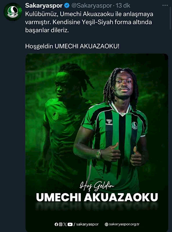 Sakaryaspor, Salih Dursun ve Umechi Akuazaoku’yu kadrosuna kattı
