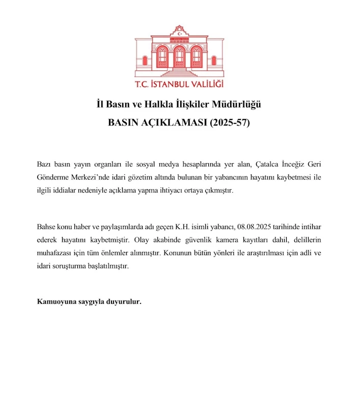 İstanbul Valiliğinden Çatalca’daki iddialarla ilgili açıklama
