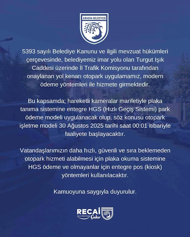 Amasra’da HGS park uygulaması başladı
