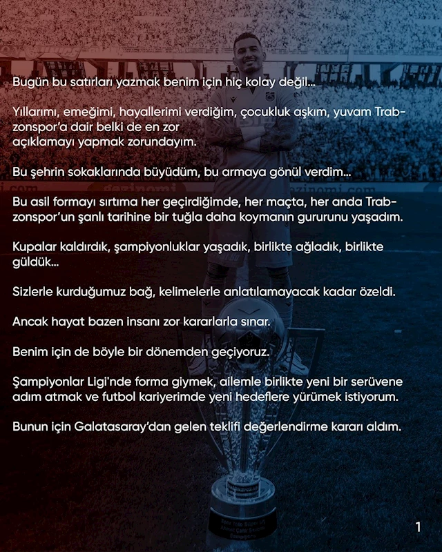 Uğurcan Çakır, Trabzonspor’a veda etti
