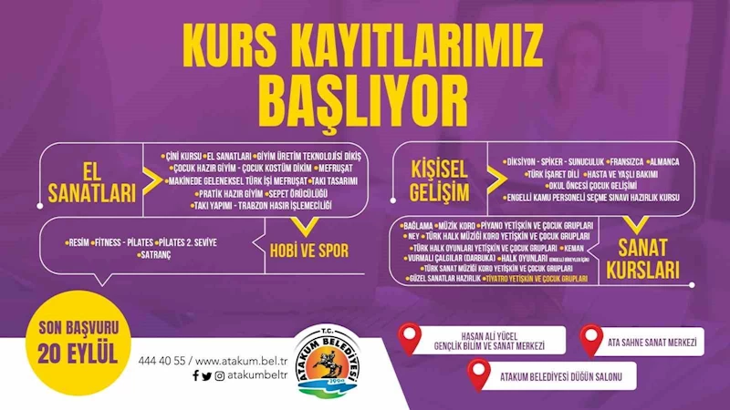 Atakum’da el sanatları ve kişisel gelişim kursları
