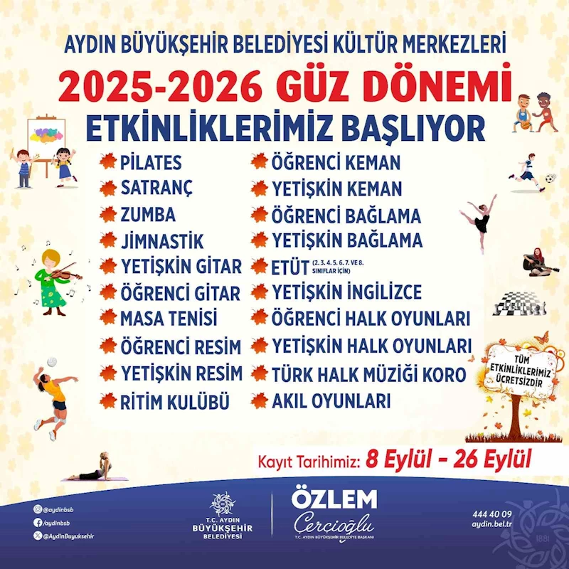 Büyükşehir’de Güz Dönemi Etkinlikleri kayıtları başladı
