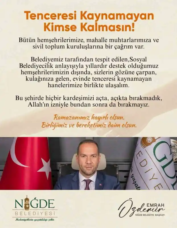 Niğde'de Ramazan yardımı için vatandaşlardan destek istendi