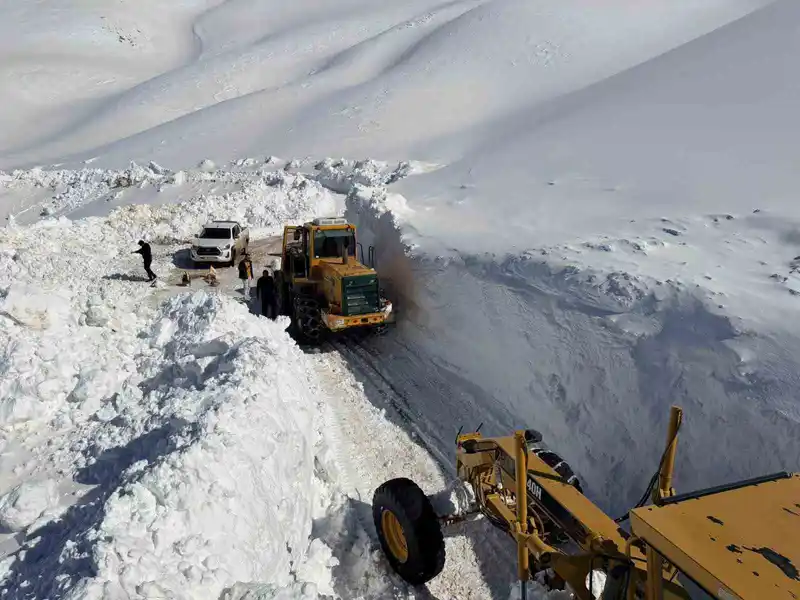 Van'da 3300 rakımlı mezra yolunda karla mücadele