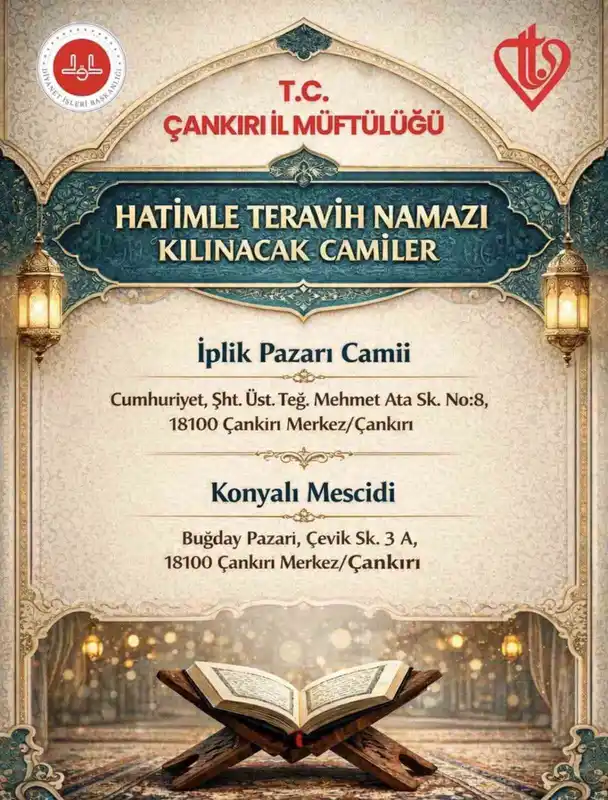 Çankırı'da Hatimle Teravih Kılınacak Camiler Açıklandı