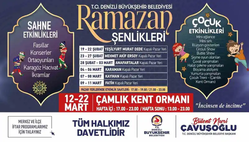 Denizli'de 57 noktada iftar sofrası ve Ramazan şenlikleri