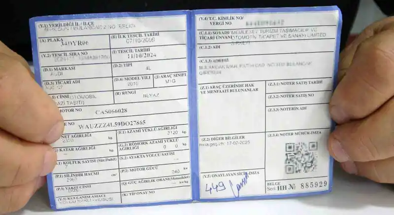 Noterden alınan Audi Q7'ye gümrük el koydu