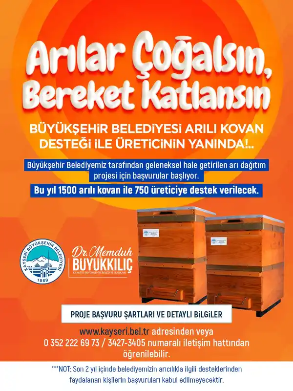 Kayseri'den 1.500 Arı Kolonisi Desteği
