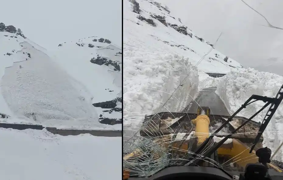 Hakkari’de düşen çığ görüntülendi
